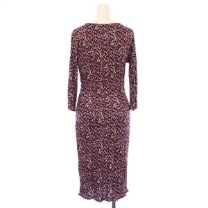 Christian Dior タイトワンピース 総柄 42 パープル ブラック