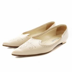 フラットシューズ パンプス ポインテッドトゥ カットワーク 36.5 ベージュ /AN5