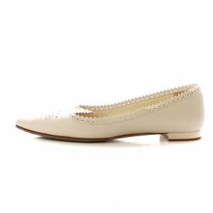 MANOLO BLAHNIK フラットシューズ パンプス ポインテッドトゥ カットワーク 36.5 ベージュ /AN5