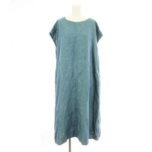 ワンピース ロング ノースリーブ リネン M 青 1114102623 /MM