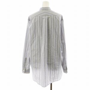 YLEVE 23SS シャツ ブラウス 長袖 ストライプ柄 コットン シルク混 絹 1 青 ブルー 白 ホワイト 168-3150032