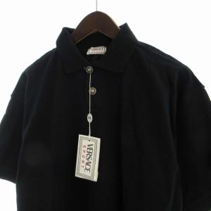 VERSACE SPORT タグ付き ポロシャツ ロゴ 刺繍 半袖 46 紺 ネイビー 305273 /RO