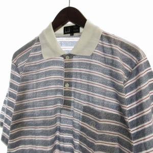 dunhill ポロシャツ カットソー ボーダー 半袖 40 102cm 紺 ネイビー 赤 レッド /RO