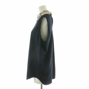 HYKE シャツ ブラウス ノースリーブ パイソン柄 1 ネイビー 171-15055-008 /NQ