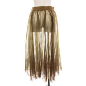 HYKE チュール プリーツスカート ロング シアー シースルー 2 カーキ 181-14046 013 /YM