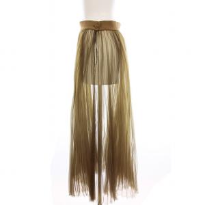 HYKE チュール プリーツスカート ロング シアー シースルー 2 カーキ 181-14046 013 /YM