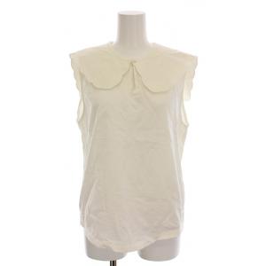 スカラップセーラーカラーノースリーブトップ カットソー S 白 3410900194 /YM