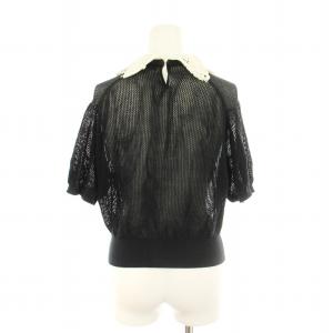 TOGA PULLA ニット レース襟 半袖 カットソー 38 黒 TR51-XN202 /MM