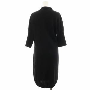 CHANEL ヴィンテージ カメリアボタン ニットワンピース 5分袖 36 ブラック