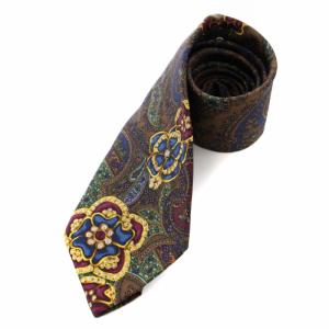 ネクタイ 総柄 ペイズリー ココマーク 茶 ブラウン /TK OH