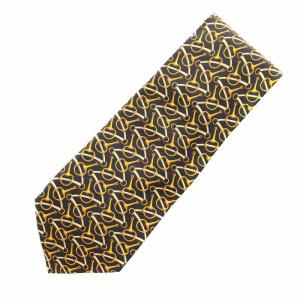 ネクタイ レギュラータイ ホースビット柄 絹 シルク ベージュ 黄 イエロー 黒 ブラック /YT OH