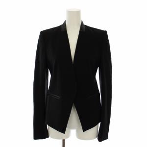 HUNTINGTON LANAI LCK ノーカラージャケット レザー切替 2 黒 ブラック 01-3304104