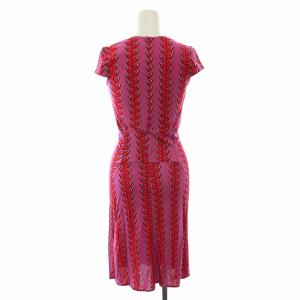 ISSA LONDON タグ付き ワンピース カシュクール ロング ボタニカル柄 シルク UK6 赤 紫 14-33-00063