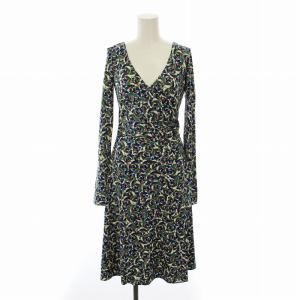 タグ付き ワンピース ひざ丈 花柄 リボン シルク 6 マルチカラー 14-04-00184 /RE