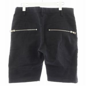 AKM ショートパンツ ハーフパンツ ジッパー 麻 リネン混 L 黒 ブラック P124 /AN50