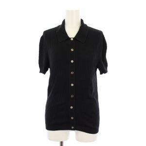 ニット ポロシャツ 半袖 リブ イタリア製 M 黒 /BM