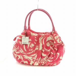 kate spade new york タグ付き ハンドバッグ ナイロン レザー ローズ柄 ピンク /NQ