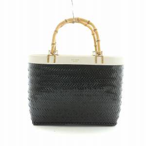 kate spade new york タグ付き かごバッグ ハンドバック レザー バンブー ブラック 024-181016 /NQ