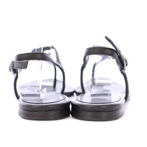 CHANEL ストラップサンダル フラット トング レザー ココマーク 装飾 23cm 黒 ブラック /BB