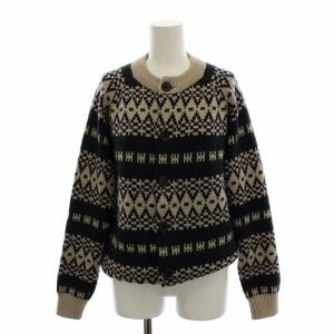 カーディガン ウール 総柄 XS ベージュ 緑 グリーン 63-02-94-02024 /RE