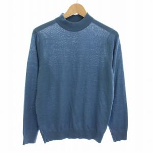 スーパーファインメリノウールモックネックプルオーバー ニット セーター 長袖 XS 水色 ライトブルー