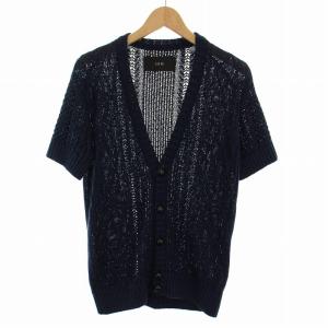 カーディガン 半袖 シルク M 紺 ネイビー /RE