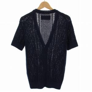 AKM カーディガン 半袖 シルク M 紺 ネイビー /RE