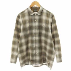 ロングスリーブウーリーチェックシャツ 長袖 XS グレー ベージュ NR62460 /AN18