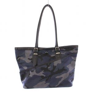 トートバッグ ハンドバッグ ナイロン レザー 切替 カモフラ 迷彩柄 紺 ネイビー 黒 ブラック /BB