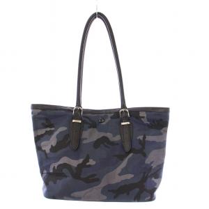 AKM トートバッグ ハンドバッグ ナイロン レザー 切替 カモフラ 迷彩柄 紺 ネイビー 黒 ブラック /BB
