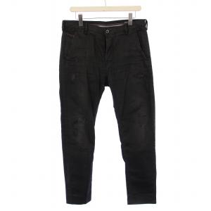 SLIM-CHINO-M デニムパンツ ジーンズ ボタンフライ USED加工 30 黒 /BM