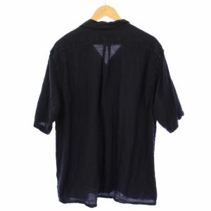 COMOLI 24SS ウールシルク 半袖オープンカラーシャツ 4 ネイビー Z01-02010