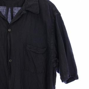 COMOLI 24SS ウールシルク 半袖オープンカラーシャツ 4 ネイビー Z01-02010