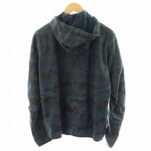 DIESEL パーカー ジップアップ カモフラ ラムレザー M ネイビー