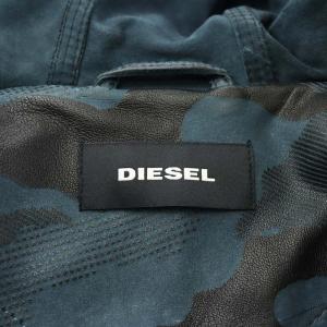 DIESEL パーカー ジップアップ カモフラ ラムレザー M ネイビー