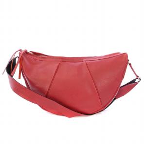 三日月バック ショルダーバッグ レザー 赤 レッド /BB