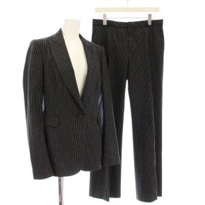 スーツ セットアップ ストライプ ウール ジャケット パンツ 38 チャコールグレー /G