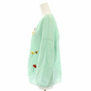45R 歳時記 ブラウス BLOUSE シャツ 長袖 上巳 カディ刺繍 春の七草 花柄 0 ミントグリーン 7033092