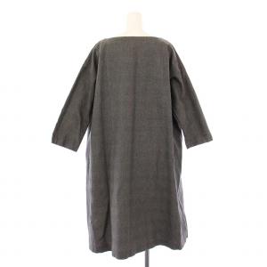 45R MOTTAINAI ワンピース ひざ丈 長袖 ボートネック チェック柄 0 グレー /BB