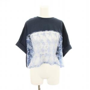 Tシャツ 半袖 カットソー レース 2 紺 44241TX2TF16 /MM