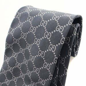 GUCCI ネクタイ GG柄 シルク グレー /G OH