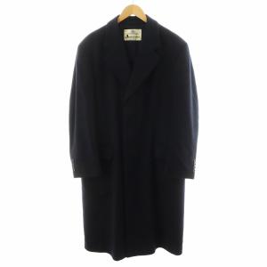 チェスターコート ロング丈 ウール アウター 紺 ネイビー /AN32