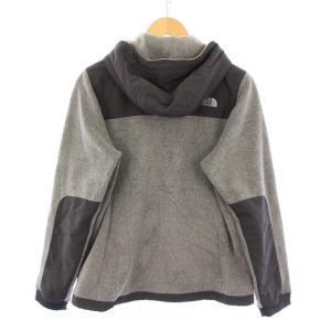 THE NORTH FACE フリースジャケット スタンドカラー アウター ジップアップ ナイロン 切替 フード ロゴ 刺繍 M グレー
