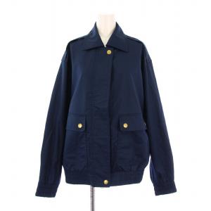 スナップフロントハリントンボンバー ステンカラージャケット ブルゾン アウター XS 紺 ネイビー CO845