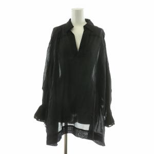 23SS オーバーサイズカフタントップ シャツ ブラウス 長袖 36 ブラック 0323141250 /NQ