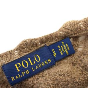 POLO RALPH LAUREN ウール カシミヤ ニット 211815135001 ボーダー セーター 透かし編み 長袖 S 茶 ブラウン