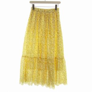 GRACE CONTINENTAL 22SS カットワーク刺繍タックスカート マキシ ロング 花柄 36 白 ホワイト 黄 イエロー 01222