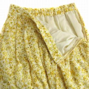 GRACE CONTINENTAL 22SS カットワーク刺繍タックスカート マキシ ロング 花柄 36 白 ホワイト 黄 イエロー 01222