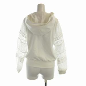 GRACE CONTINENTAL ジップアップパーカー シアー シースルー 花モチーフ レース 長袖 36 白 ホワイト 01212 52087-00