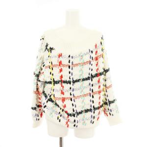 ニット セーター 長袖 チェック柄 36 白 391431010 /MM